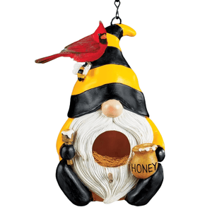 Bumblebee Gnome Hanging Birdhouse - Garden Decoration with Whimsical Design