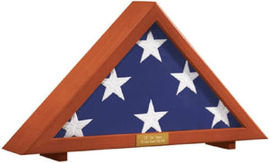 Flag Display Case Memorial with Personalized Brass Plaque 24 1/2" L x 12" H x 4" D