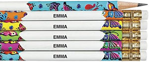 Personalized Pencils - Set of 12 - Perfect for Back to School - Many Designs to Choose From - Your Child's Name (Butterfly)