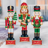 Festive Set of 3 Colorful Outdoor Nutcracker Decorations - Holiday Yard Display
