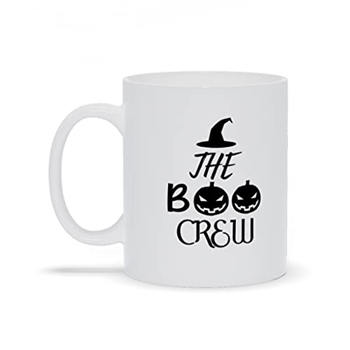 The Boo Crew Coffee Mug 11oz. Gift Printed on Both Sides Pumpkins Witch Hat Halloween