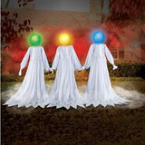 Color Changing Lighted Halloween Ghost Stakes - Set of 3-100" L x 6 3/4" W x 42" H.