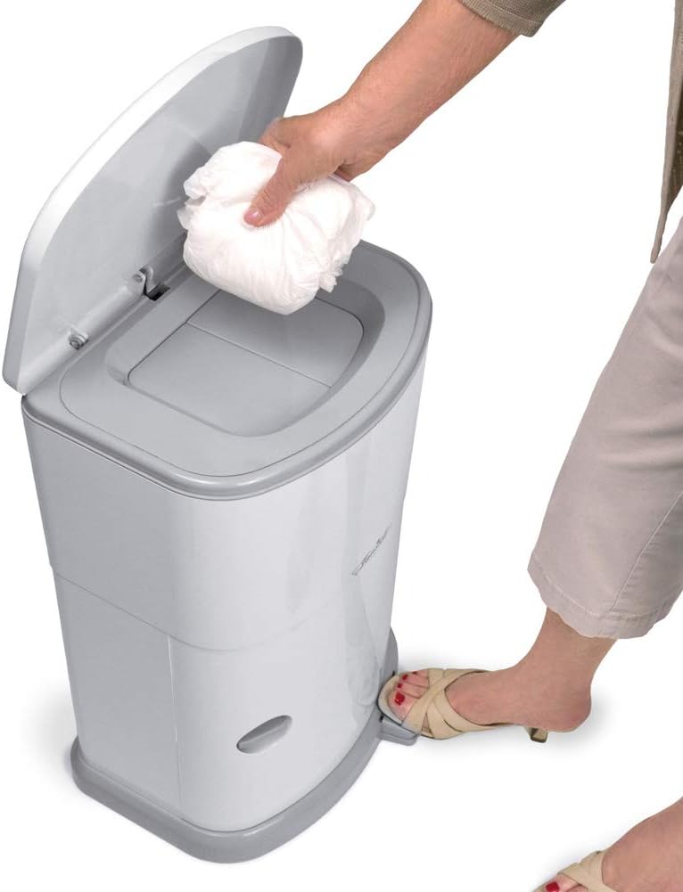 Akord Slim Incontinence Disposal System with Odor Lock - Discrete White Design - 20in H x 11in W x 9.5in D - Effective Odor Control