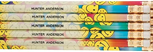 Personalized Pencils - Set of 12 - Perfect for Back to School - Many Designs to Choose From - Your Child's Name (Smiley Face)