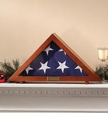 Flag Display Case Memorial with Personalized Brass Plaque 24 1/2" L x 12" H x 4" D