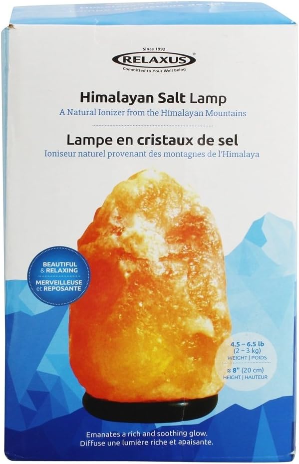 Himilayan Crystal Salt Lamp 8" Natural Air Purifier Ionizer with Wood Base (4-7lbs)
