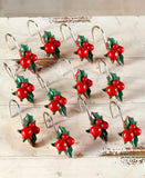 The Lakeside Collection Christmas Mistletoe Shower Curtain Hooks for Holiday Bathroom Decor - Set of 12