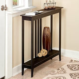 The Lakeside Collection Slim Entryway Home Accent or Console Table with Antique Finish, 7" Deep, Perfect for Small Spaces, Black