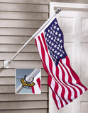 Patriotic 4th of July Red White Blue Hanging Outdoor Tangle Free American Flag and Flag Pole