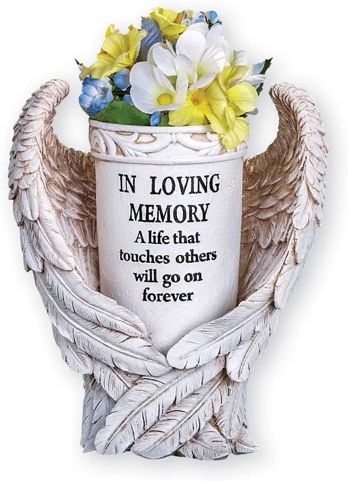 Angel Wings Memorial Vase Garden Décor Yard Stake - Sentimental Planter Decoration, Beige