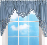 Collections Etc Elegant Cut Out and Embroidered Scroll Window Valance with Rod Pocket Top for Easy Hanging, 58" X 36"