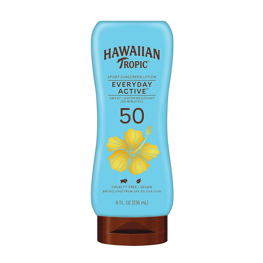 Hawaiian Tropic Everyday Active Lotion Sunscreen SPF 50, 8oz | Hawaiian Tropic Sunscreen SPF 50, Sunblock, Broad Spectrum Sunscreen, Oxybenzone Free Sunscreen, Water Resistant Sunscreen SPF 50, 8oz