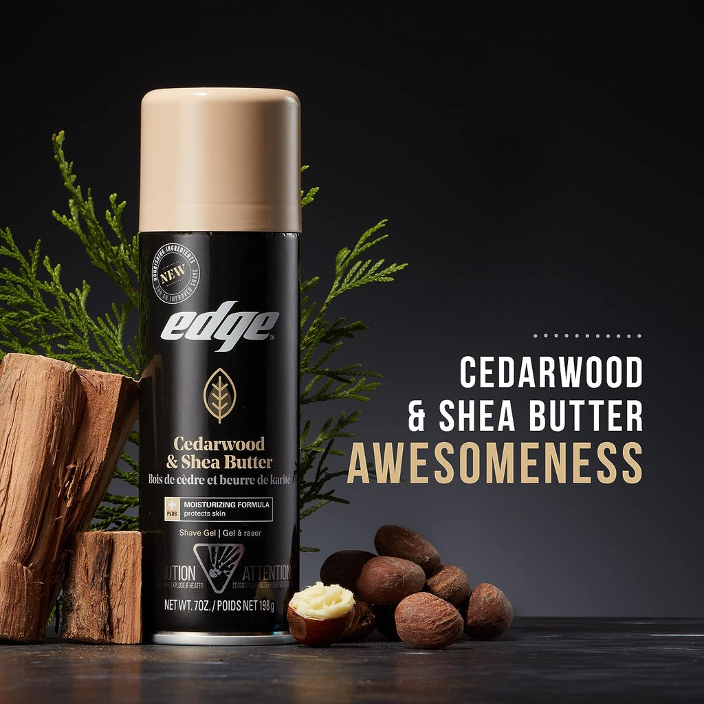 Edge Shave Gel for Men, Cedarwood & Shea Butter, 7oz - 3 Pack