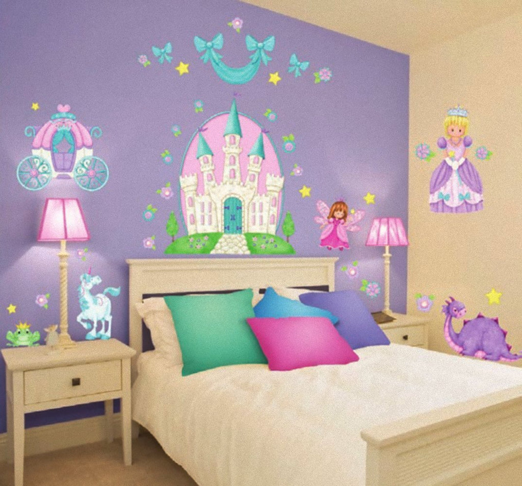 Princess Camryn Stickers Wall Decals Children Bedroom Decor Castle Carriage Fairies Unicorn