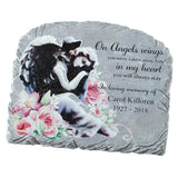 Personalized Floral Angel Garden Stone In Loving Memory 2 Lines Personalization Resin
