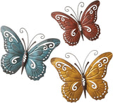 Nature-Inspired Metal Butterfly Wall Art Trio: Graceful Elegance for Your Home
