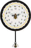 Hand-Painted Honey Bee Pendulum Wall Clock X Black Resin