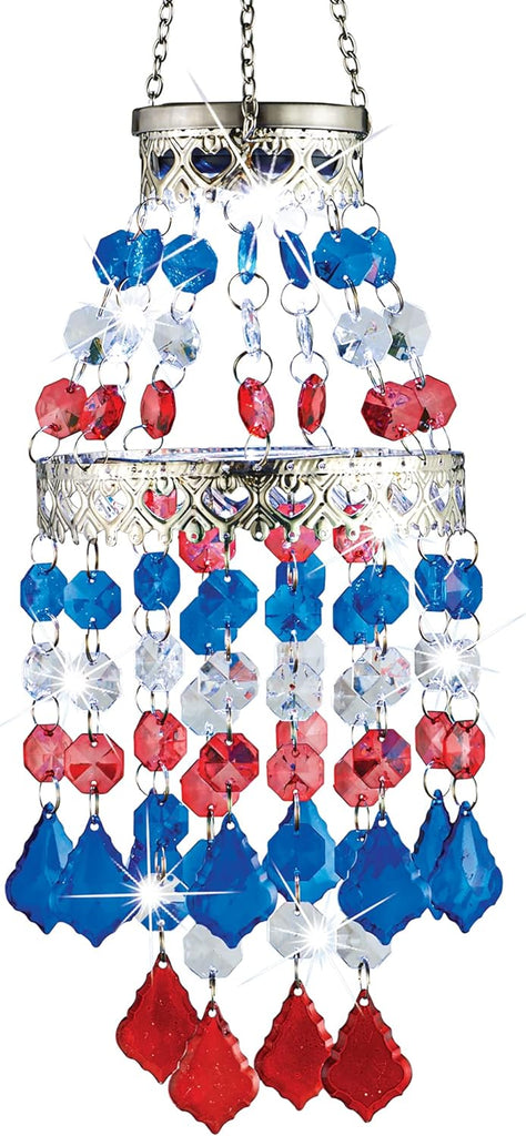 Solar Powered Patriotic Tiered Crystal Dangler: Illuminate Your Patriotism with Sparkling Elegance