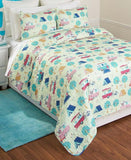 The Lakeside Collection Retro Happy Glamping Lifestyle Bedding Quilt Set, Full/Queen