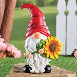 Artisan Hand-Painted Gnome with Sunflower Decoration: Whimsical Garden Charm