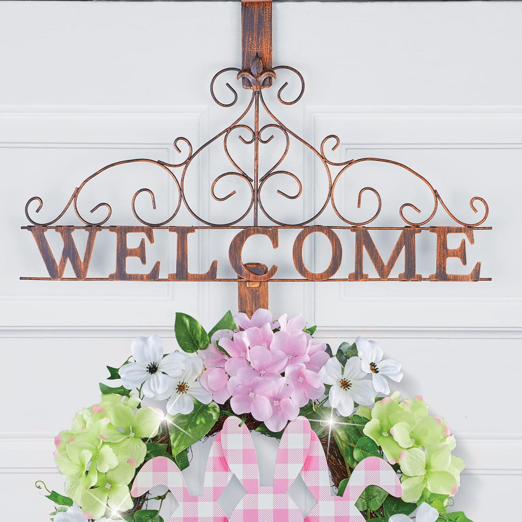 Bronze-Style Over-The-Door Welcome Wreath Hanger: Elegant Entryway Accent