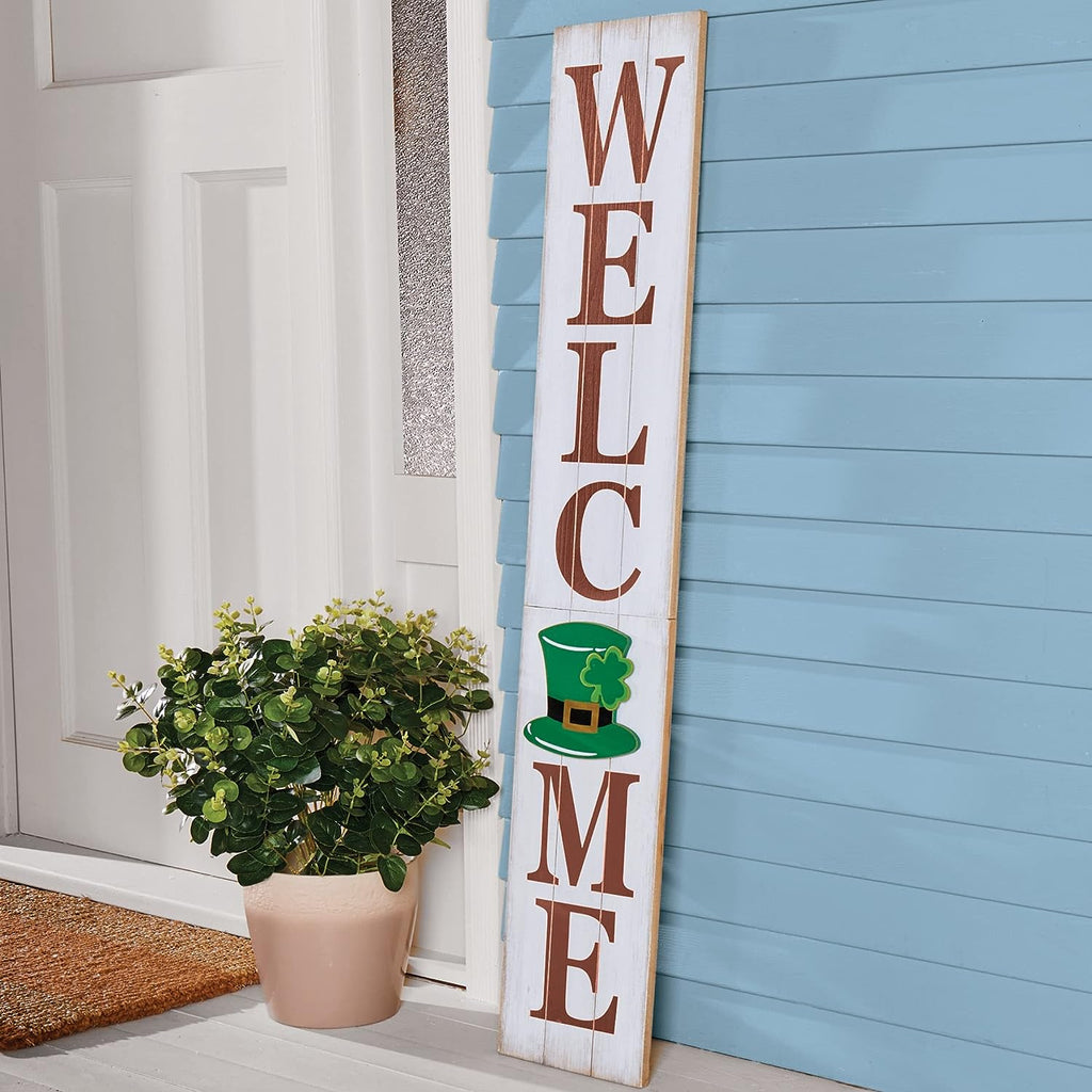 8-Piece Vertical Multi-Season Wooden Welcome Sign Decor with Magnetic Backing - Seasonal Outdoor Home Decoration for Front Porch, Door, Wall - 46" x 8"