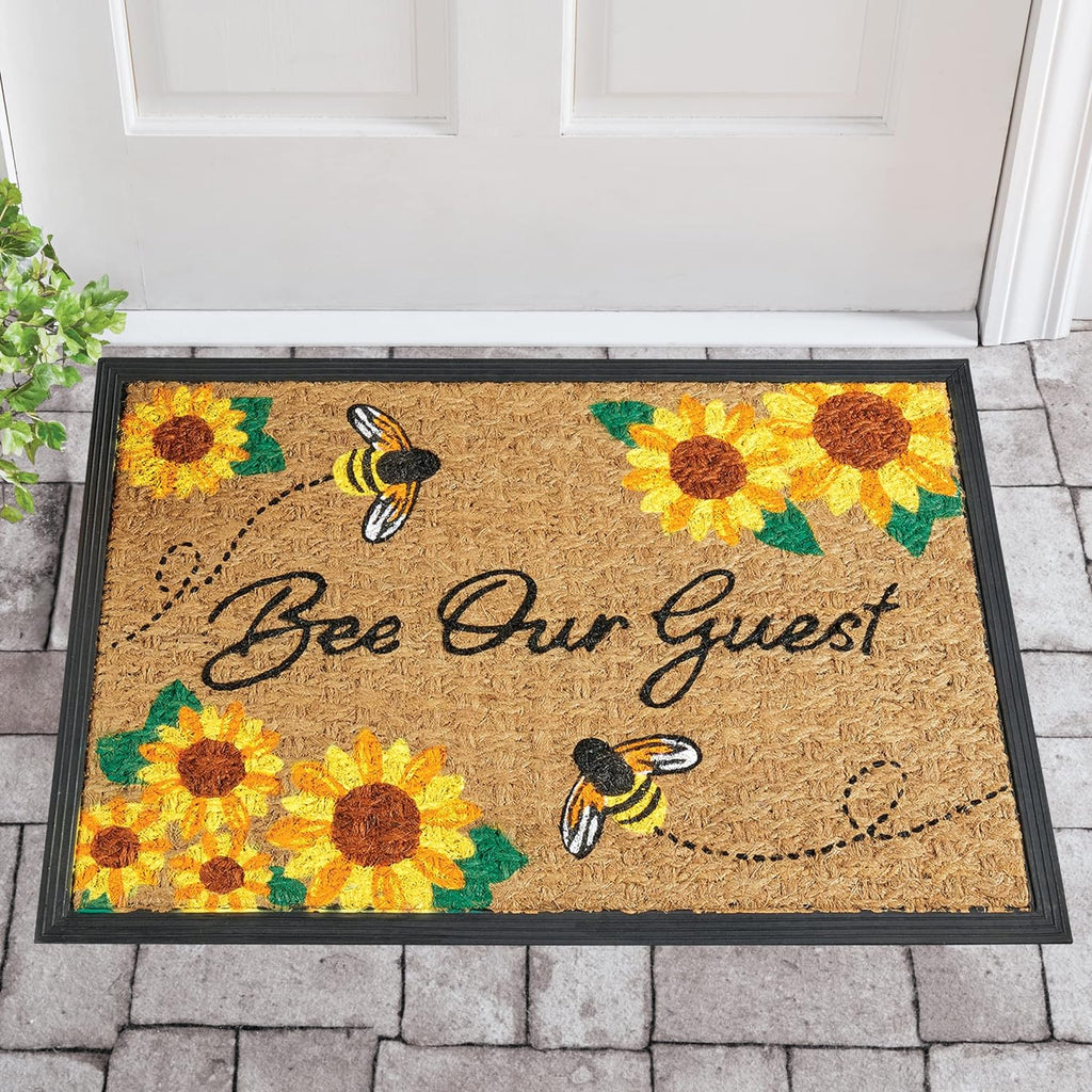 Welcome Your Guests with a Buzz: Bee Our Guest Floral Coco Skid-Resistant Door Mat