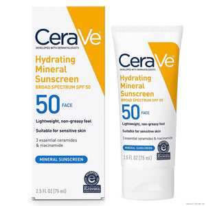 CeraVe Hydrating Mineral Sunscreen SPF 50 for Face