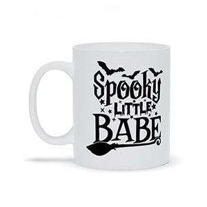 Spooky Little Babe Halloween Coffee Mug 11oz. Gift Printed on Both Sides Bats Broom