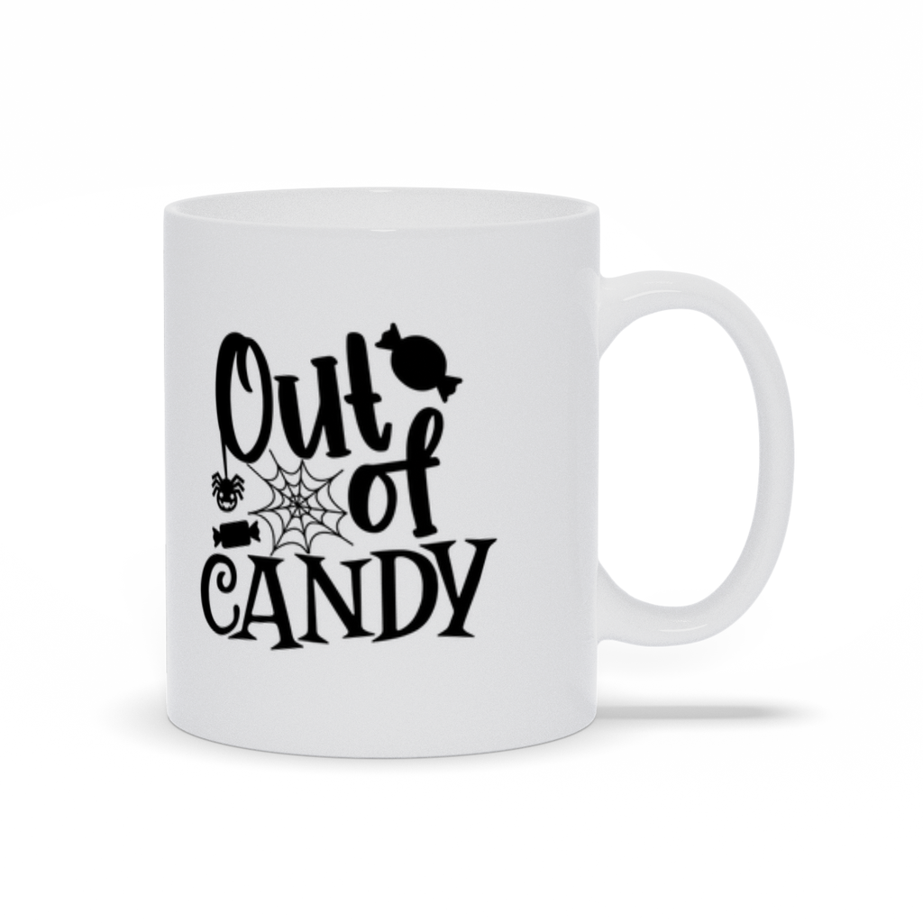 Out Of Candy Halloween Coffee Mug 11oz. Gift Printed on Both Sides Bats Broom