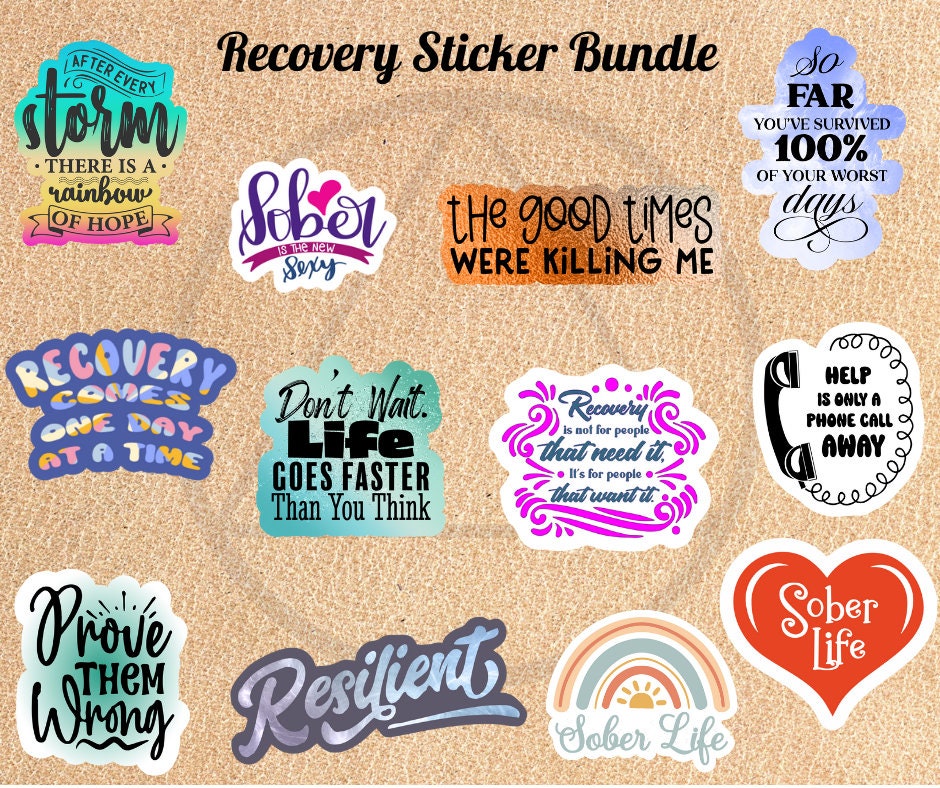 Sober Recovery Printable Stickers, Motivational PNG Files, AA NA 12 Step Print And Cut, Digital Stickers, Clean Printable File, Printables,