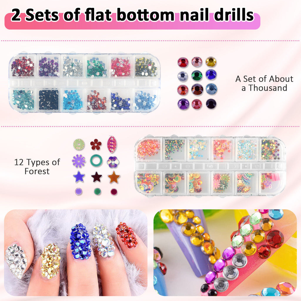 Complete Acrylic Nail Art Design Kit with Glitter, Dotting, Painting Tools, and Manicure Brushes
